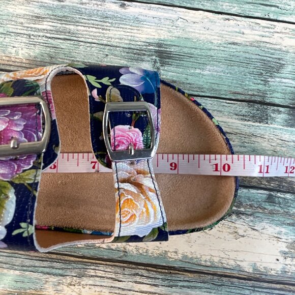 Comfortview The Maxi Footbed Slide Sandal Womens 9 Extra Wide Blue Floral Casual - Picture 8 of 11
